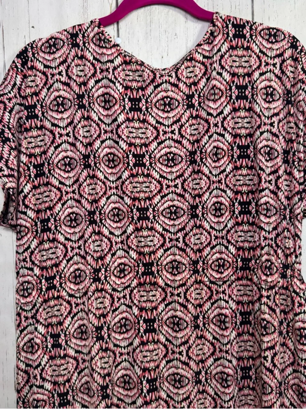 Swimsuits For All Pink Black Geometric Maxi Cover Up Dress Resort Tropical 18